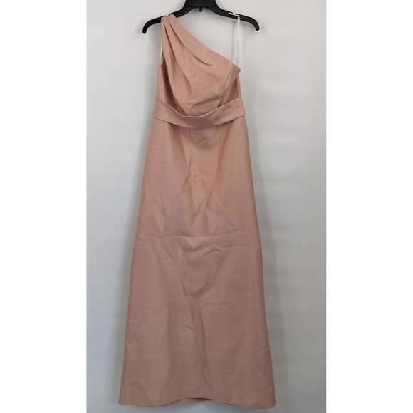 Alfred Sung One-Shoulder Toasted Sugar Gown Satin A-Line Wedding 12 Women  NWT